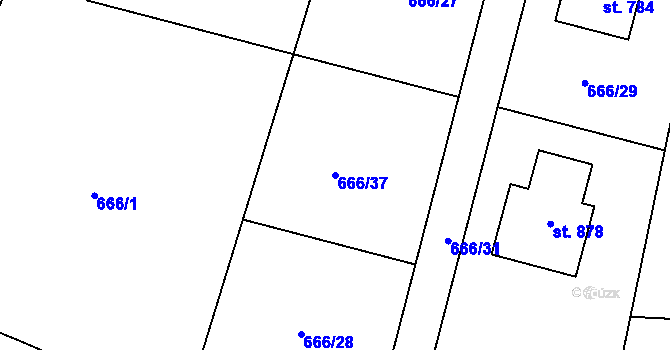 Parcela st. 666/37 v KÚ Zásmuky, Katastrální mapa