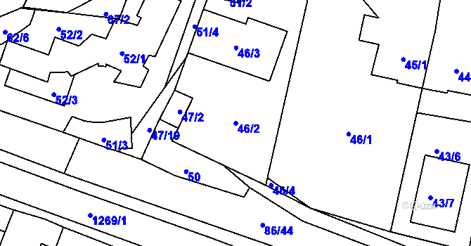 Parcela st. 46/2 v KÚ Zastávka, Katastrální mapa