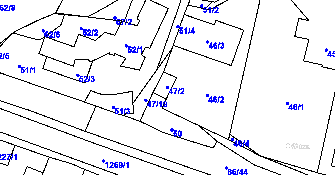 Parcela st. 47/2 v KÚ Zastávka, Katastrální mapa