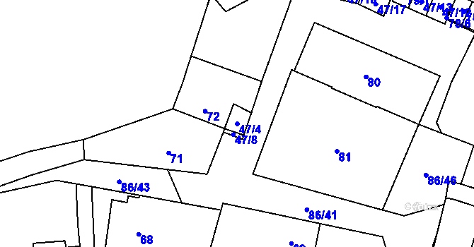 Parcela st. 47/4 v KÚ Zastávka, Katastrální mapa