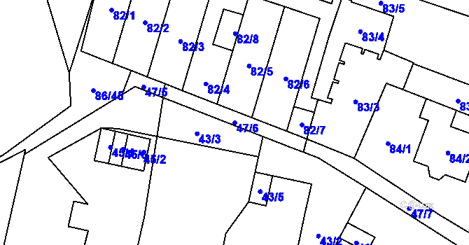Parcela st. 47/6 v KÚ Zastávka, Katastrální mapa