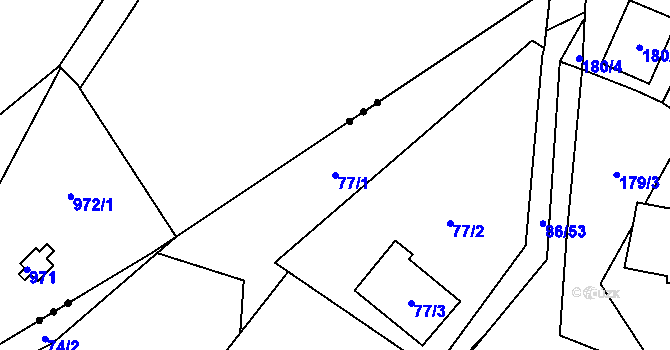 Parcela st. 77/1 v KÚ Zastávka, Katastrální mapa