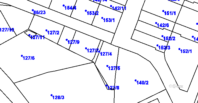 Parcela st. 127/4 v KÚ Zastávka, Katastrální mapa