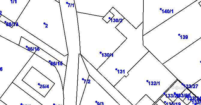 Parcela st. 130/1 v KÚ Zastávka, Katastrální mapa
