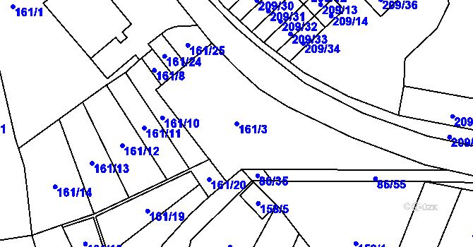 Parcela st. 161/3 v KÚ Zastávka, Katastrální mapa