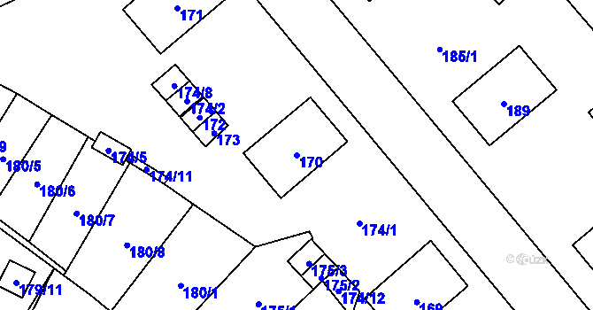 Parcela st. 170 v KÚ Zastávka, Katastrální mapa