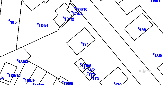 Parcela st. 171 v KÚ Zastávka, Katastrální mapa