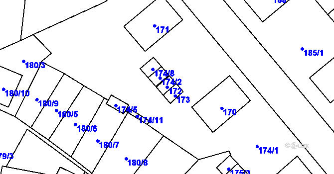 Parcela st. 172 v KÚ Zastávka, Katastrální mapa