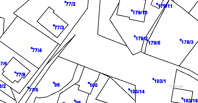 Parcela st. 179/1 v KÚ Zastávka, Katastrální mapa