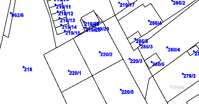 Parcela st. 220/2 v KÚ Zastávka, Katastrální mapa