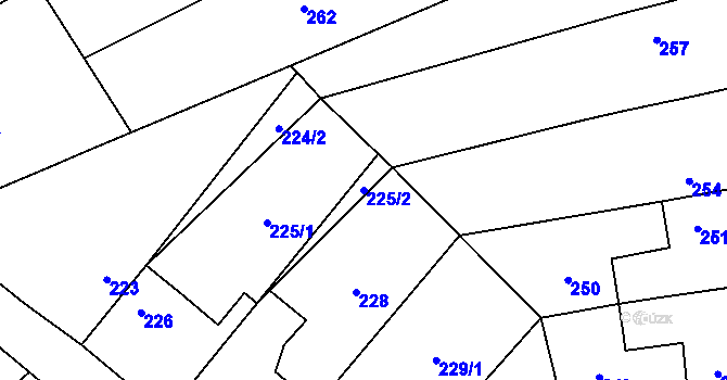 Parcela st. 225/2 v KÚ Zastávka, Katastrální mapa