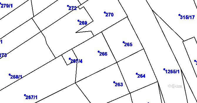 Parcela st. 266 v KÚ Zastávka, Katastrální mapa