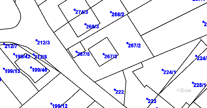 Parcela st. 267/3 v KÚ Zastávka, Katastrální mapa
