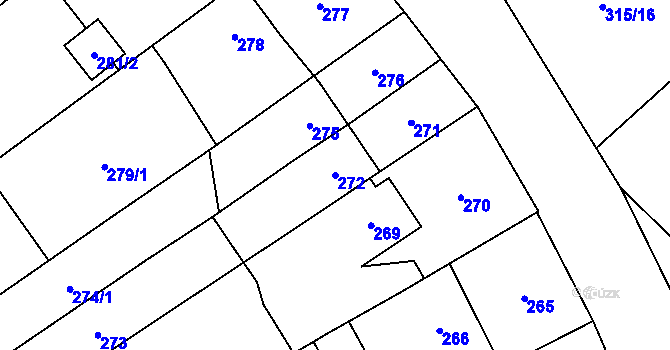 Parcela st. 272 v KÚ Zastávka, Katastrální mapa