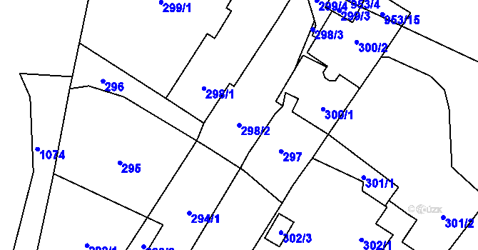 Parcela st. 298/2 v KÚ Zastávka, Katastrální mapa