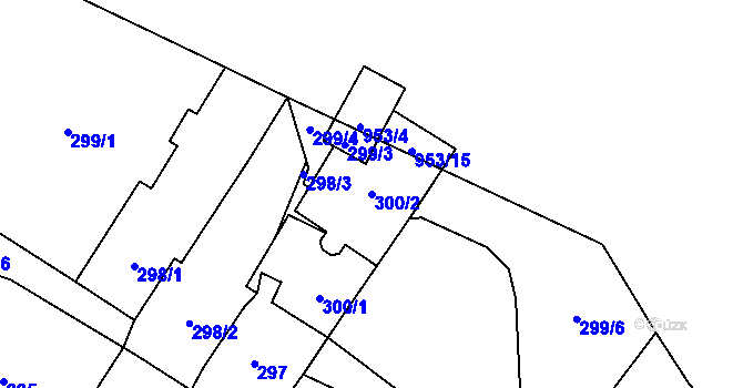 Parcela st. 300/2 v KÚ Zastávka, Katastrální mapa