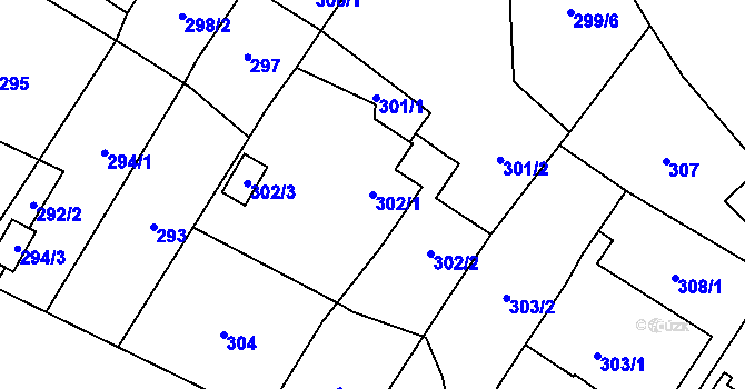 Parcela st. 302/1 v KÚ Zastávka, Katastrální mapa