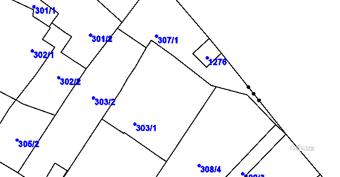 Parcela st. 308/1 v KÚ Zastávka, Katastrální mapa