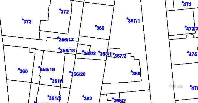 Parcela st. 368/1 v KÚ Zastávka, Katastrální mapa