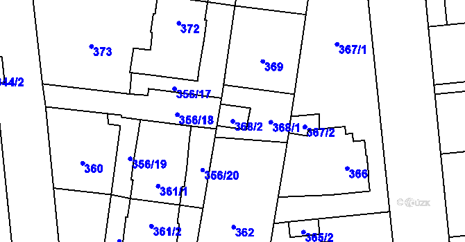 Parcela st. 368/2 v KÚ Zastávka, Katastrální mapa