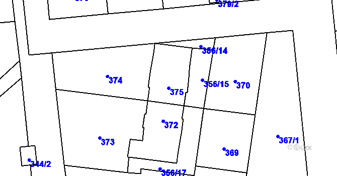 Parcela st. 375 v KÚ Zastávka, Katastrální mapa