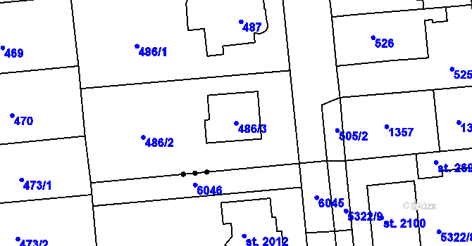 Parcela st. 486/3 v KÚ Zastávka, Katastrální mapa