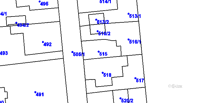 Parcela st. 515 v KÚ Zastávka, Katastrální mapa