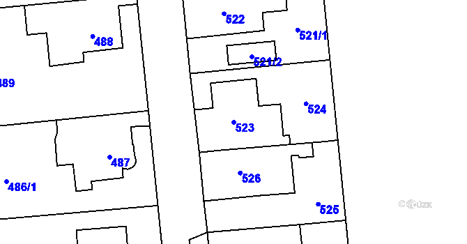 Parcela st. 523 v KÚ Zastávka, Katastrální mapa