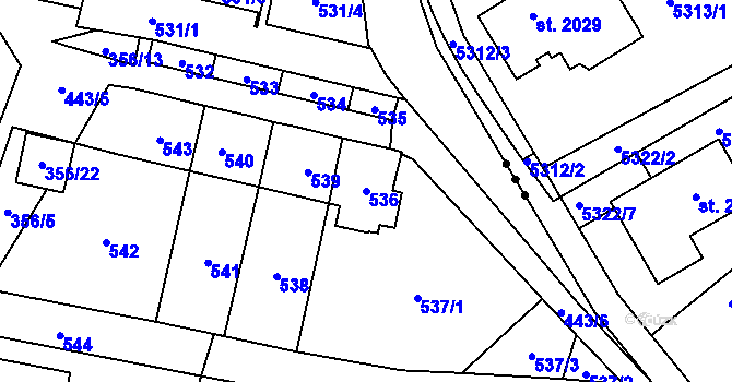 Parcela st. 536 v KÚ Zastávka, Katastrální mapa