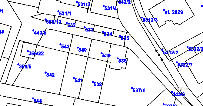 Parcela st. 539 v KÚ Zastávka, Katastrální mapa