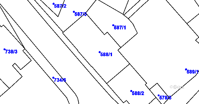 Parcela st. 588/1 v KÚ Zastávka, Katastrální mapa
