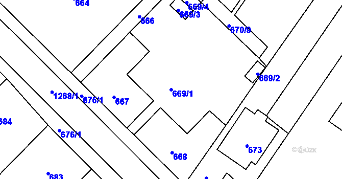 Parcela st. 669/1 v KÚ Zastávka, Katastrální mapa