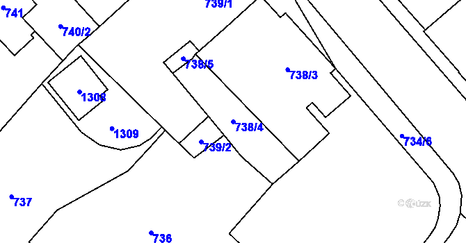Parcela st. 738/4 v KÚ Zastávka, Katastrální mapa