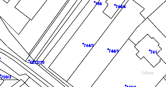 Parcela st. 744/3 v KÚ Zastávka, Katastrální mapa