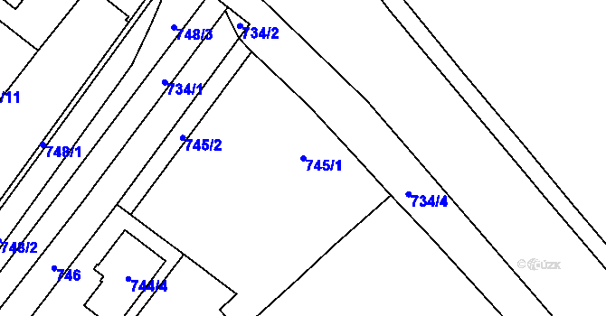 Parcela st. 745/1 v KÚ Zastávka, Katastrální mapa