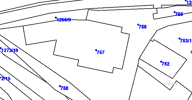 Parcela st. 757 v KÚ Zastávka, Katastrální mapa