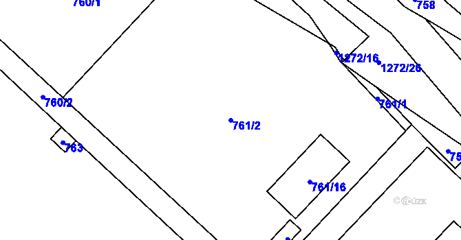 Parcela st. 761/2 v KÚ Zastávka, Katastrální mapa
