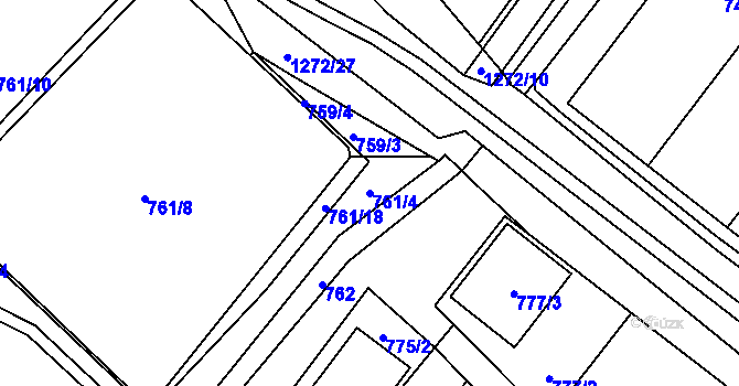 Parcela st. 761/4 v KÚ Zastávka, Katastrální mapa