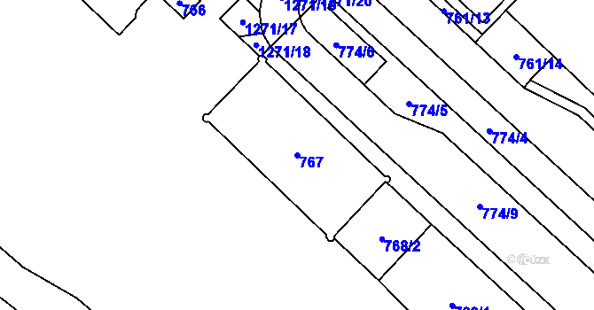 Parcela st. 767 v KÚ Zastávka, Katastrální mapa