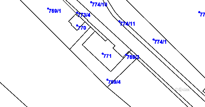 Parcela st. 771 v KÚ Zastávka, Katastrální mapa