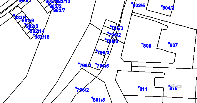 Parcela st. 796/4 v KÚ Zastávka, Katastrální mapa