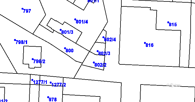 Parcela st. 802/3 v KÚ Zastávka, Katastrální mapa