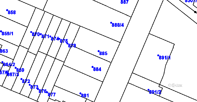 Parcela st. 885 v KÚ Zastávka, Katastrální mapa