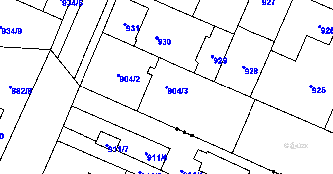 Parcela st. 904/3 v KÚ Zastávka, Katastrální mapa