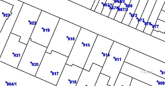 Parcela st. 915 v KÚ Zastávka, Katastrální mapa