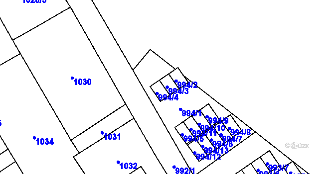 Parcela st. 994/3 v KÚ Zastávka, Katastrální mapa