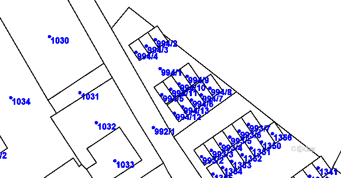 Parcela st. 994/11 v KÚ Zastávka, Katastrální mapa