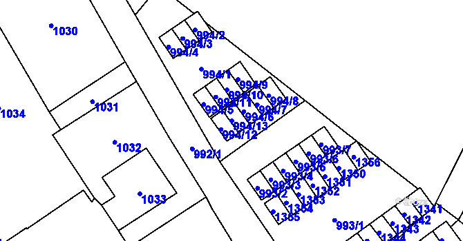 Parcela st. 994/13 v KÚ Zastávka, Katastrální mapa