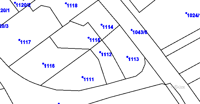 Parcela st. 1112 v KÚ Zastávka, Katastrální mapa