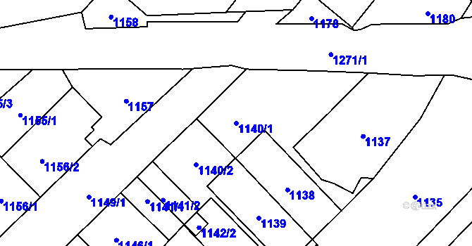 Parcela st. 1140/1 v KÚ Zastávka, Katastrální mapa